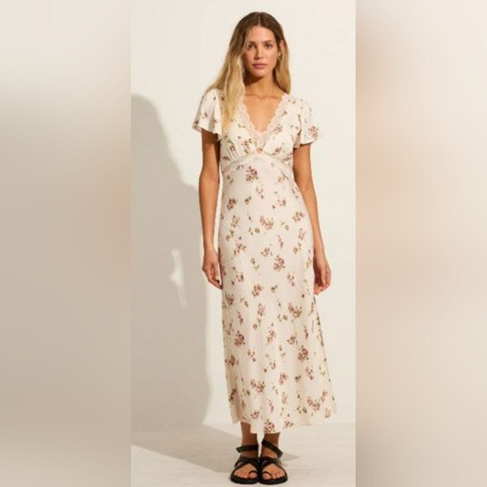 NWT oIivaceous Charlo Satin + Lace Midi Dress size L